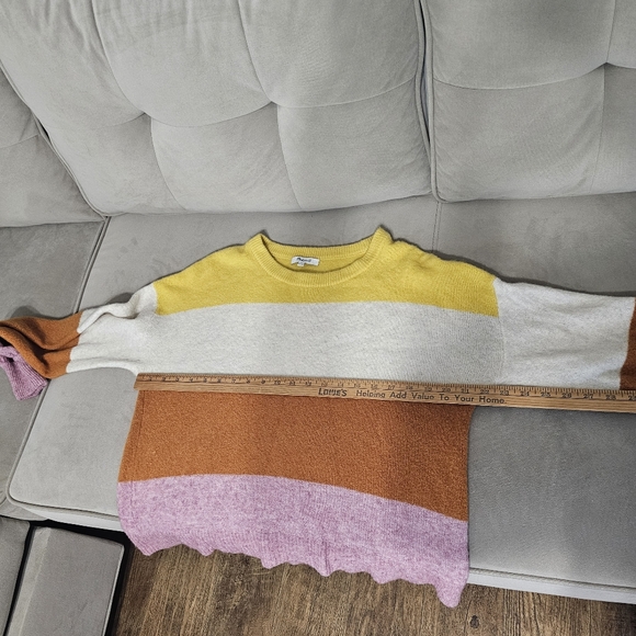 Madewell Women's Colorblock Sweater in Yellow, Cream, Orange, and Pink Size S - Picture 4 of 10